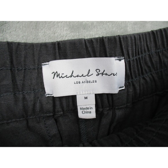 Michael Stars Pants Womens Medium Charcoal Linen Blend Wide Leg Pull On Pockets - Picture 7 of 11